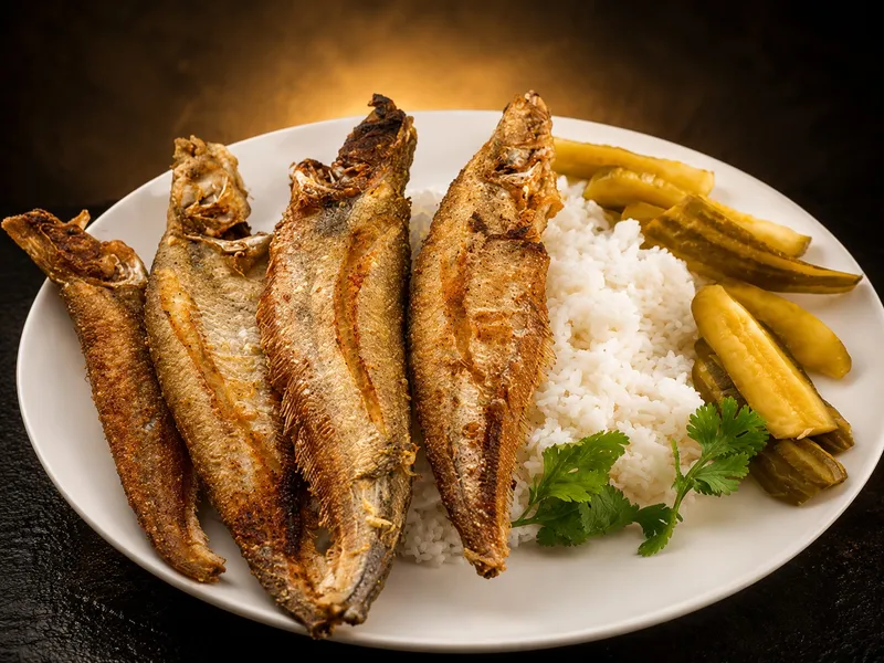 Fried Fish with Steam Rice